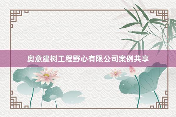 奥意建树工程野心有限公司案例共享